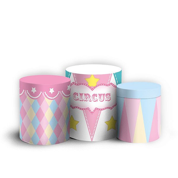 Capas Trio Cilindro Sublimado Vest Facil - Circo Rosa
