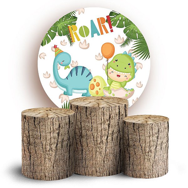 KIT Redondo e Trio - Madeira Dinossauro Cute - Sublimado 3D