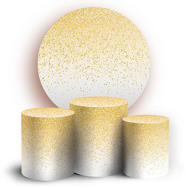 KIT Redondo e Trio - Glitter Dourado Branco - Sublimado 3D