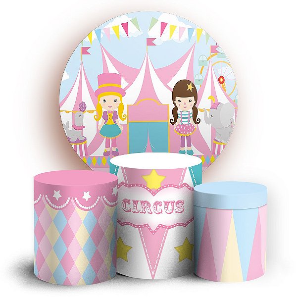 KIT Redondo e Trio - Circo Rosa - Sublimado 3D