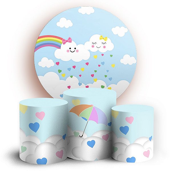 KIT Redondo e Trio - Chuva de Amor - Sublimado 3D