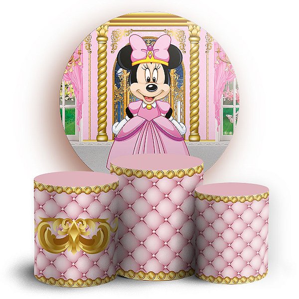 KIT Redondo e Trio - Minnie Capitone Rosa - Sublimado 3D