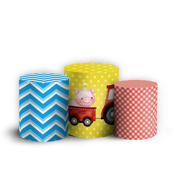 Capas Trio Cilindro Sublimado Vest Facil - Fazendinha
