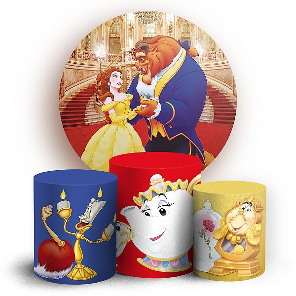 KIT Redondo e Trio - Bela e a Fera - Sublimado 3D