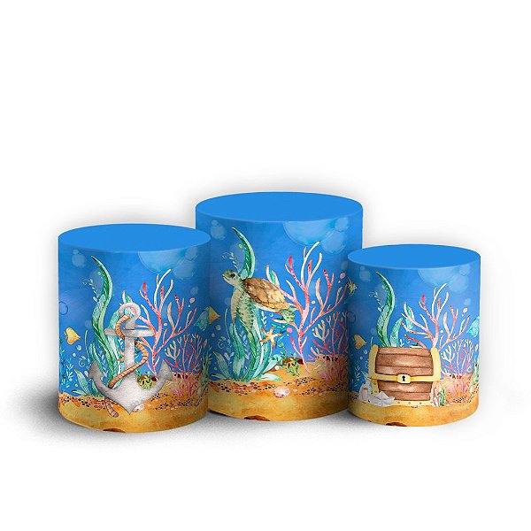 Capas Trio Cilindro Sublimado Vest Facil - Fundo do Mar