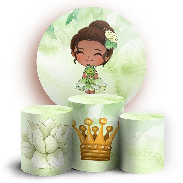 KIT Redondo e Trio - Tiana Princesa e o Sapo - Sublimado 3D