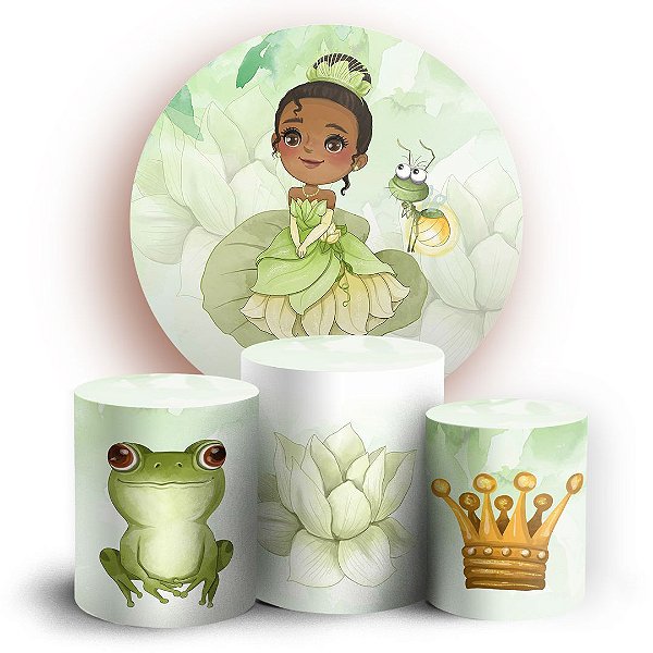 KIT Redondo e Trio - Tiana Princesa e o Sapo - Sublimado 3D