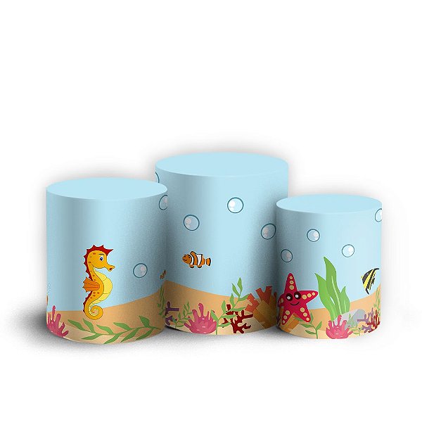 Trio Cilindro - Fundo do Mar - Sublimado 3D + Elástico