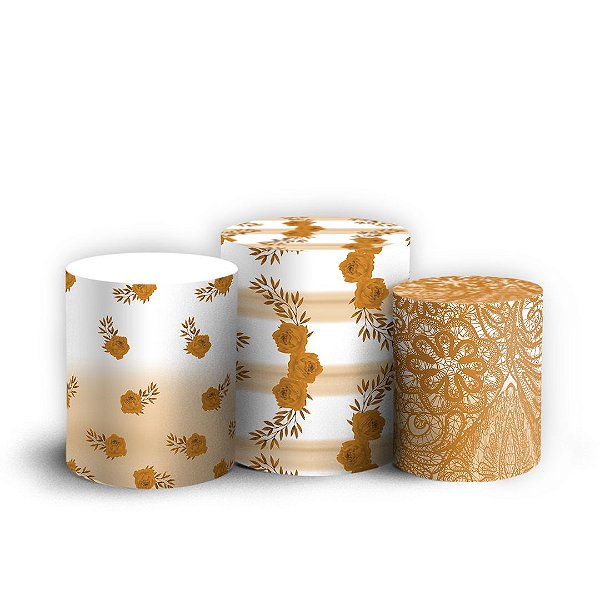 Capas Trio Cilindro Sublimado Vest Facil - Floral Geometrico