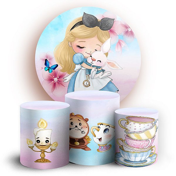 KIT Redondo e Trio - Alice Pais das Maravilhas - Sublimado 3D