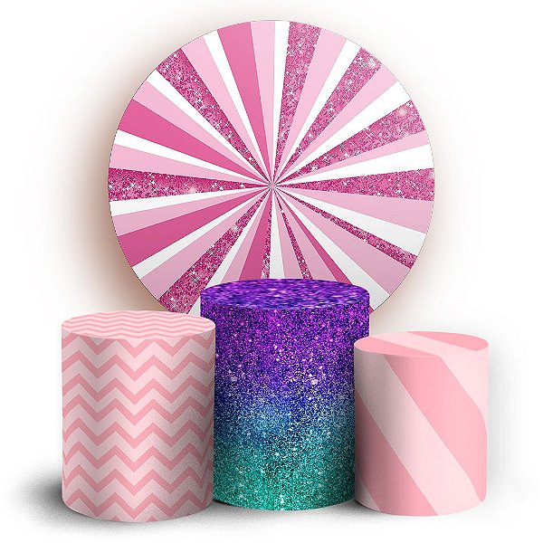 KIT Redondo e Trio - Geometrico Glitter - Sublimado 3D