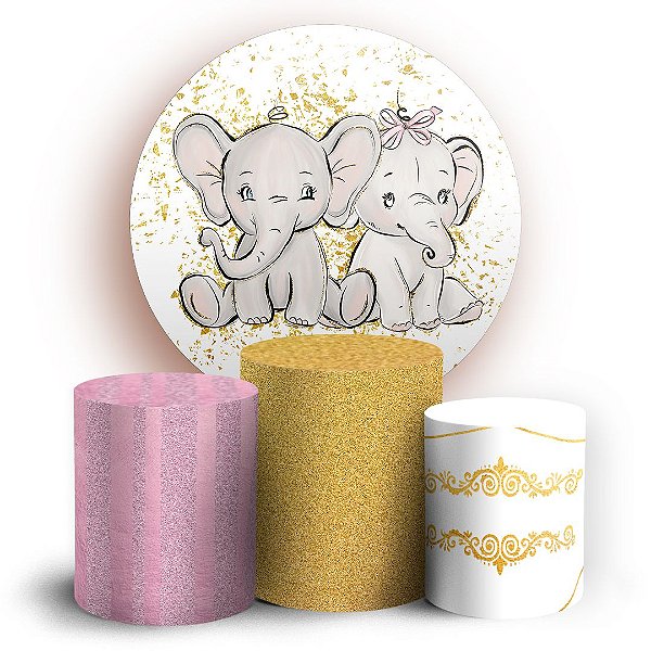 KIT Redondo e Trio - Elefantinhos - Sublimado 3D