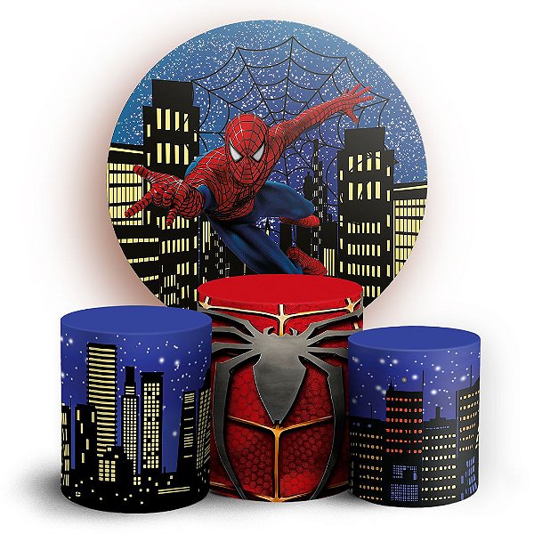 Capas Painel Redondo e Trio Cilindro Sublimado - Homem Aranha
