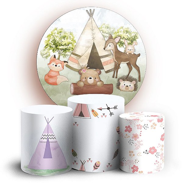 KIT Redondo e Trio - Animais Bosque - Sublimado 3D