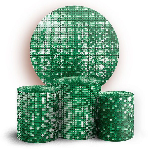 KIT Redondo e Trio - Lantejoulas Verde - Sublimado 3D