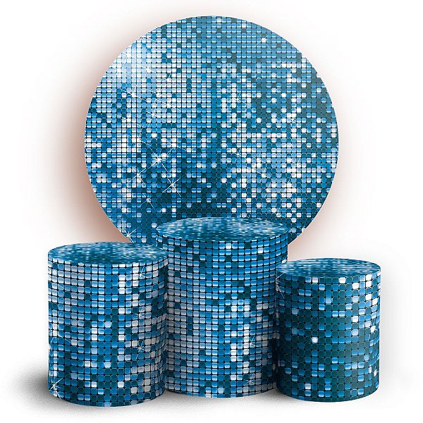 KIT Redondo e Trio - Lantejoulas Azul - Sublimado 3D