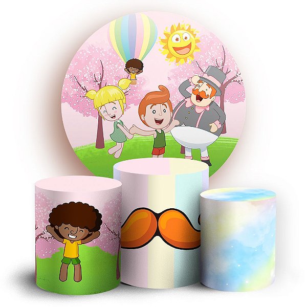 KIT Redondo e Trio - Mundo Bita Rosa - Sublimado 3D