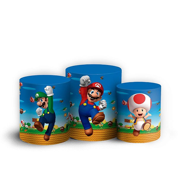Capas Trio Cilindro Sublimado Vest Facil - Super Mario