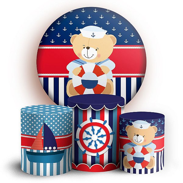 KIT Redondo e Trio - Ursinho Marinheiro - Sublimado 3D