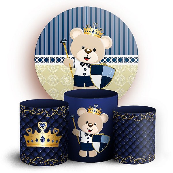 KIT Redondo e Trio - Ursinho Capitone Azul - Sublimado 3D