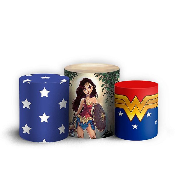 Capas Trio Cilindro Sublimado Vest Facil - Mulher Maravilha