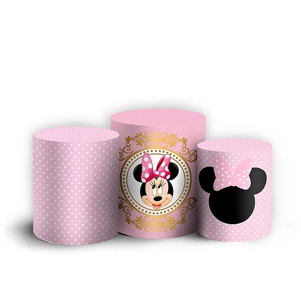 Capas Trio Cilindro Sublimado Vest Facil - Minnie Rosa
