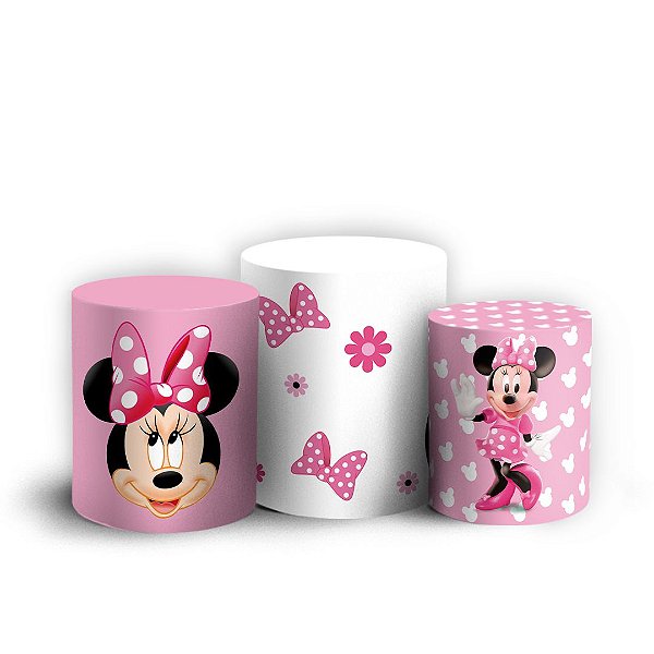 Capas Trio Cilindro Sublimado Vest Facil - Minnie Rosa