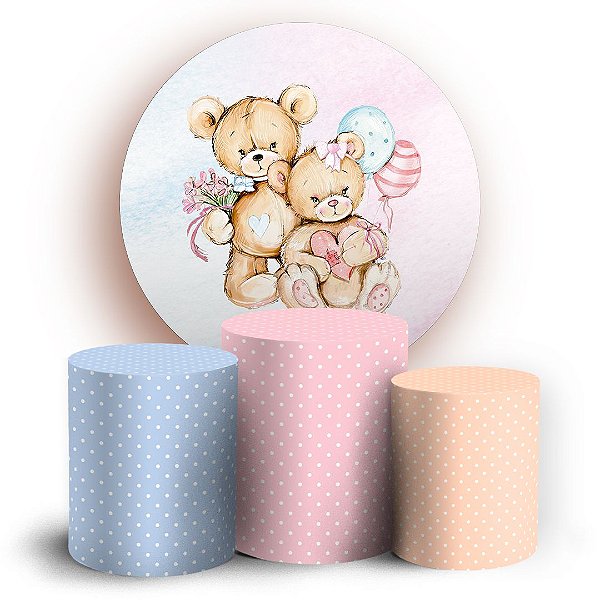 KIT Redondo e Trio - Ursinho Revelacao - Sublimado 3D