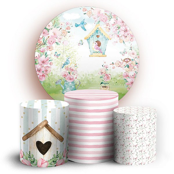 KIT Redondo e Trio - Passaros - Sublimado 3D