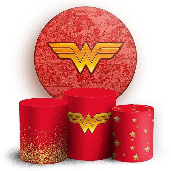 KIT Redondo e Trio - Mulher Maravilha - Sublimado 3D