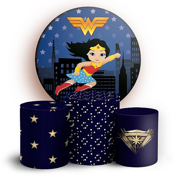 KIT Redondo e Trio - Mulher Maravilha - Sublimado 3D