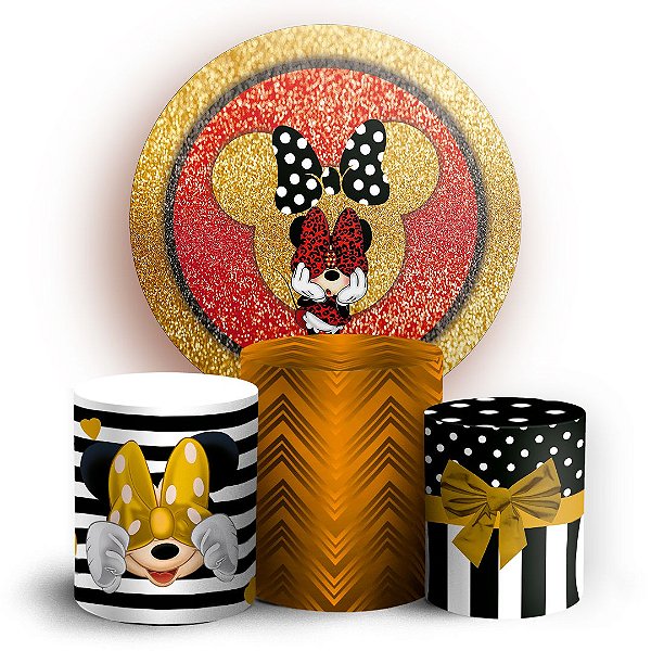 KIT Redondo e Trio - Minnie Dourado - Sublimado 3D
