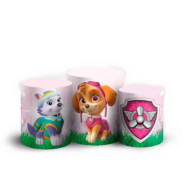 Trio Cilindro -  Patrulha Canina Rosa - Sublimado 3D + Elástico
