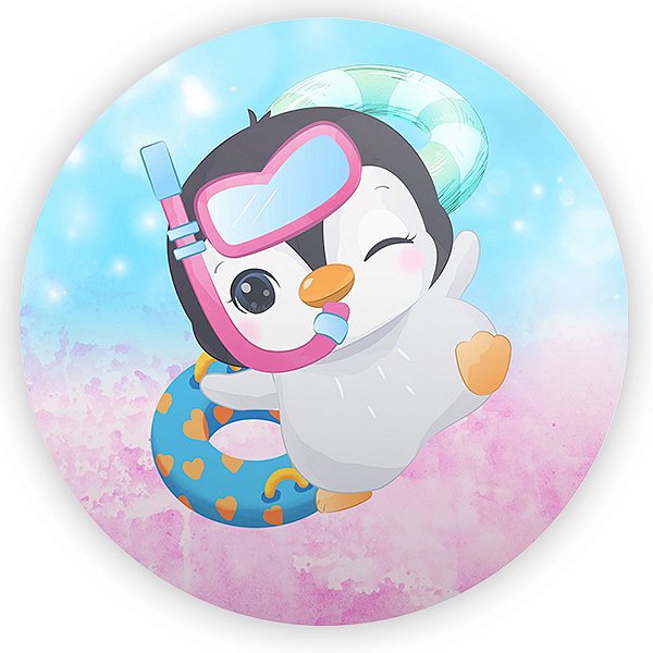 Mini Painel - Pinguin Piscina Pool Party - Sublimado 3D