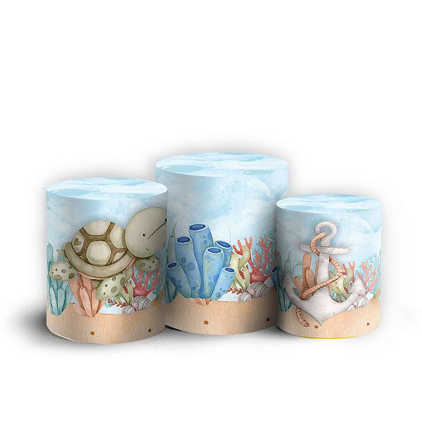 Capas Trio Cilindro Sublimado Vest Facil - Fundo do Mar