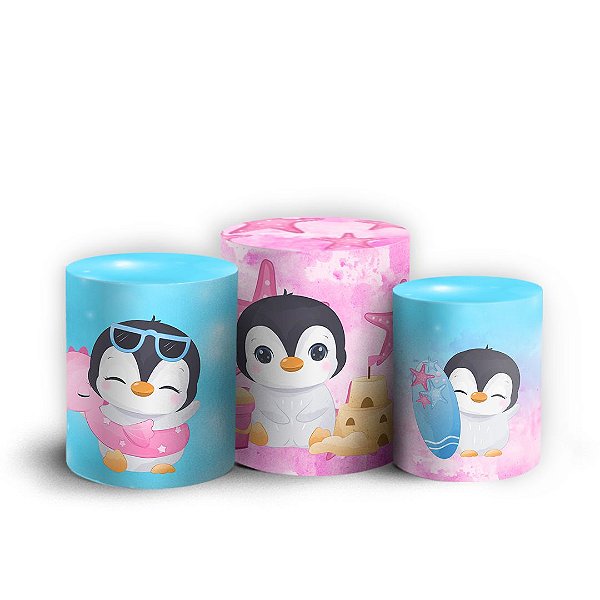 Trio Cilindro - Pinguin Piscina Pool Party - Sublimado 3D + Elástico