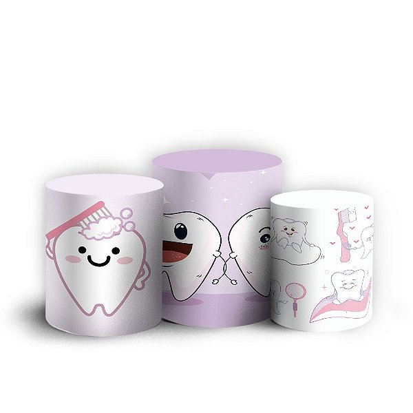 Capas Trio Cilindro Sublimado Vest Facil - Dentista Rosa