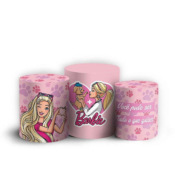 Trio Cilindro - Barbie Pet - Sublimado 3D + Elástico