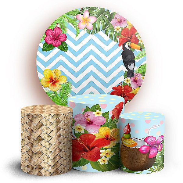 KIT Redondo e Trio - Tropical Azul - Sublimado 3D