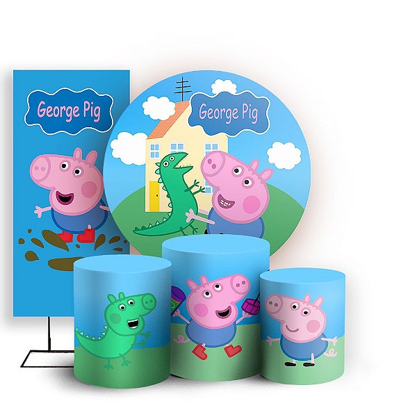 KIT Redondo Trio e Faixa - George Pig Peppa Pig - Sublimado 3D