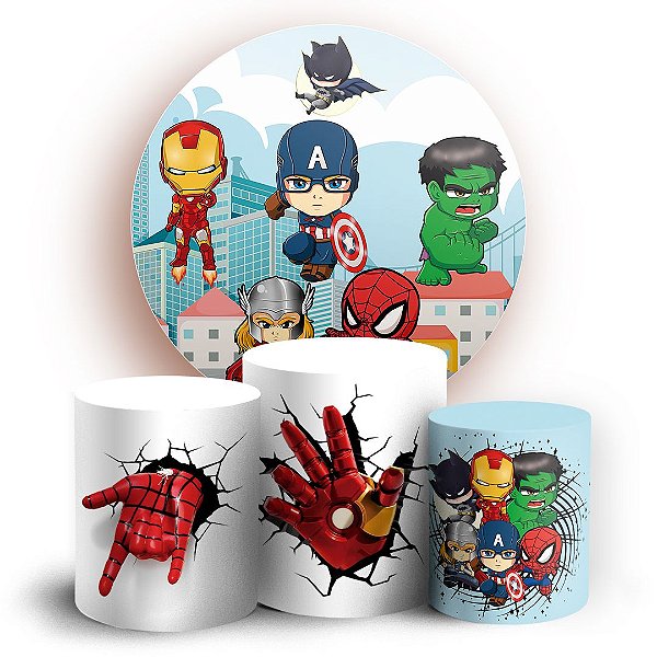 KIT Redondo e Trio - Vingadores - Sublimado 3D
