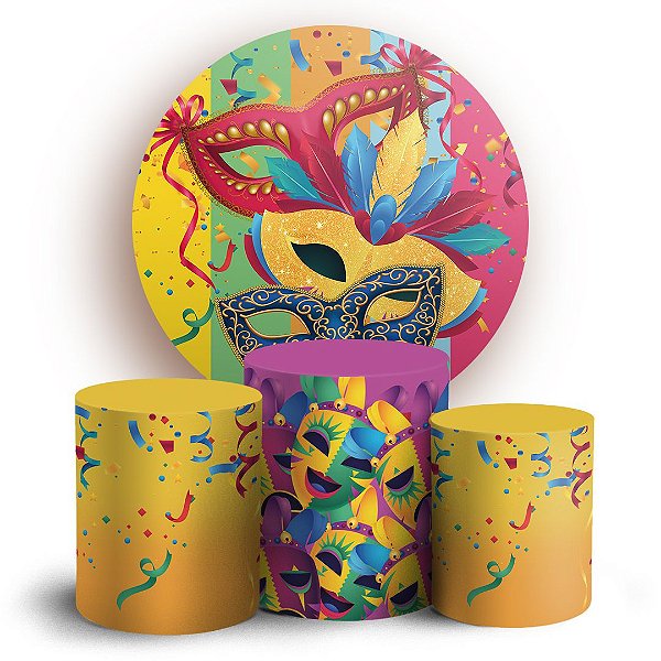 Capas Painel Redondo e Trio Cilindro Sublimado - Carnaval