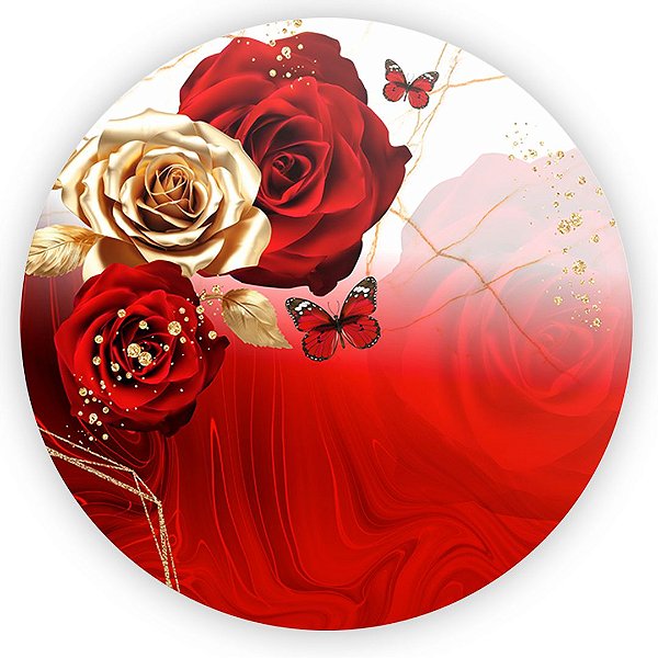 Painel Redondo - Borboleta Floral - Sublimado 3D