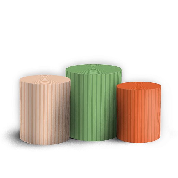 Capas Trio Cilindro Sublimado Vest Facil - Cores Dinossauro Cute