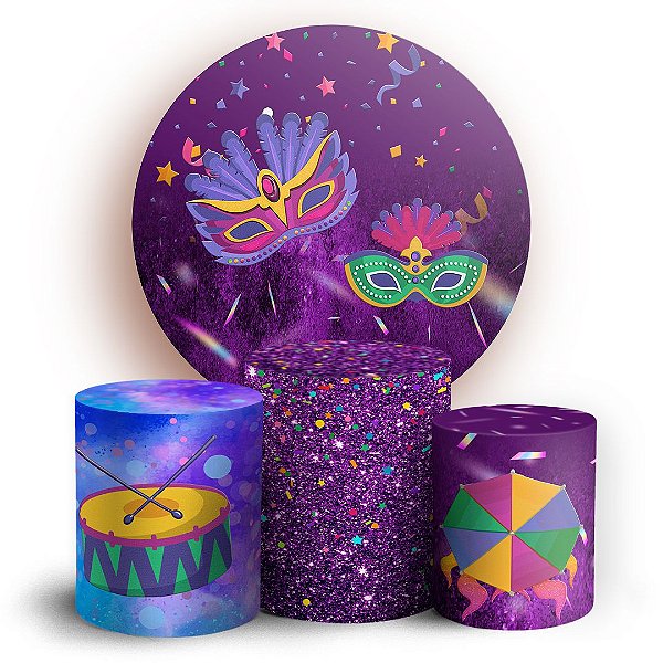Capas Painel Redondo e Trio Cilindro Sublimado - Carnaval