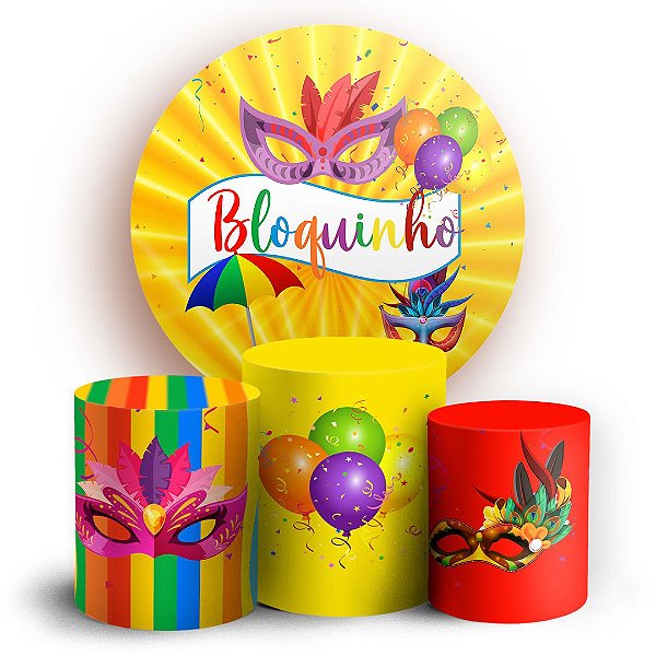 Capas Painel Redondo e Trio Cilindro Sublimado - Carnaval