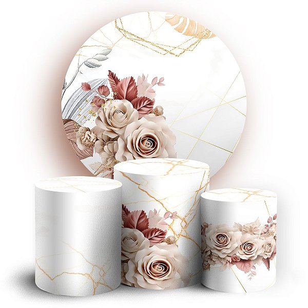 KIT Redondo e Trio - Floral - Sublimado 3D