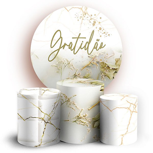 KIT Redondo e Trio - Gratidao Floral - Sublimado 3D