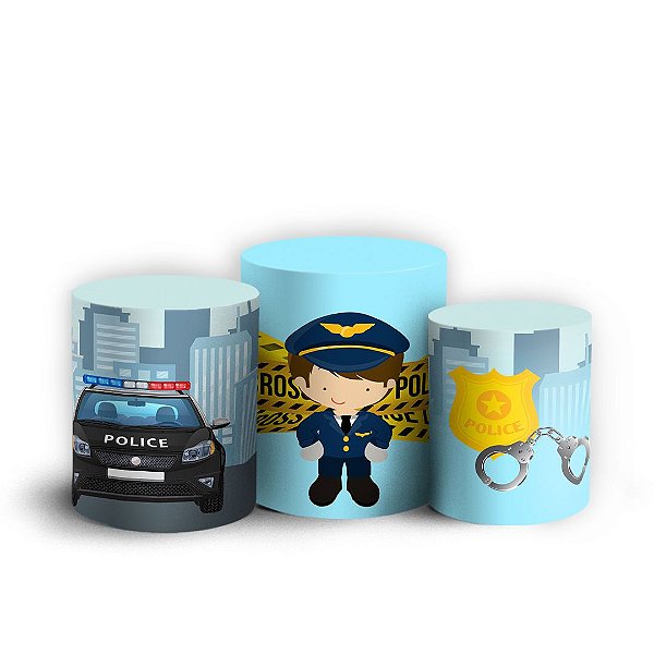 Capas Trio Cilindro Sublimado Vest Facil - Policia Baby
