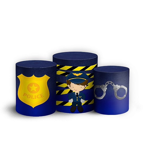 Capas Trio Cilindro Sublimado Vest Facil - Policia Baby